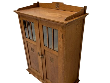 Arts & Crafts Art Nouveau Bookcase with Beveled Glass, 1900s